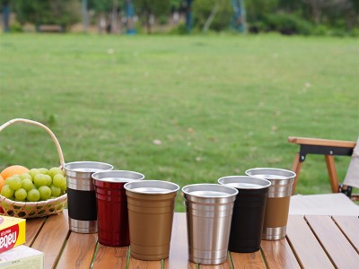 新款不銹鋼單層階梯工藝啤酒杯便攜戶外冷飲水杯簡(jiǎn)約隨手露營(yíng)口杯