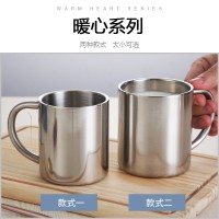 批發(fā)304不銹鋼口杯幼兒園水杯學生兒童防燙水杯雙層杯刻字